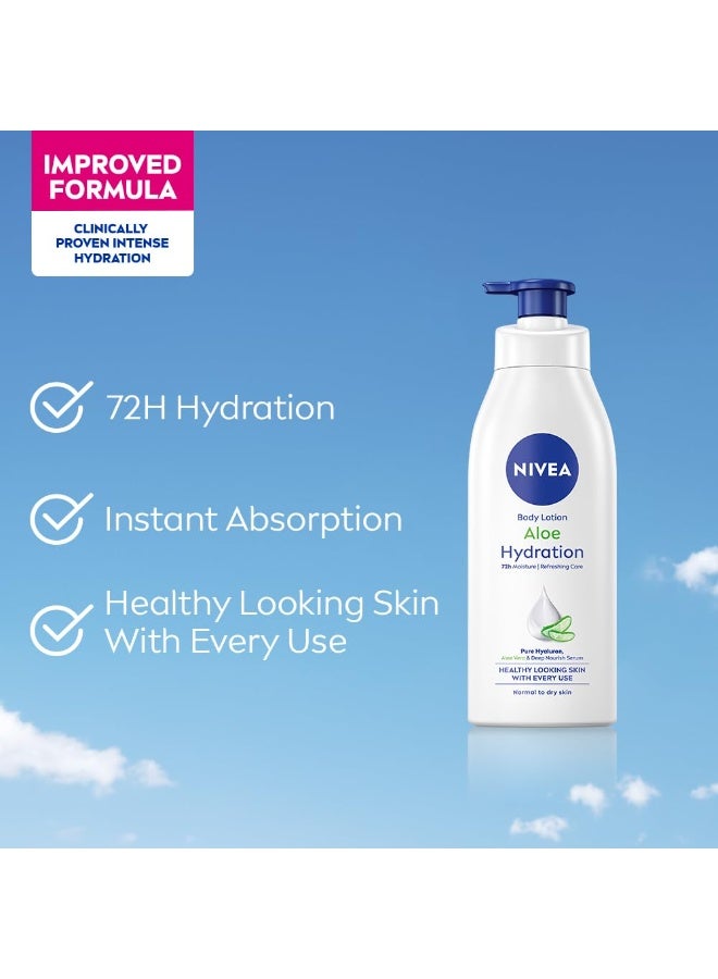 NIVEA Aloe Hydration Body Lotion, 400ml | 72H Moisturization | With Deep Moisture Serum & 100% Natural Aloe Vera Extracts - Image 3